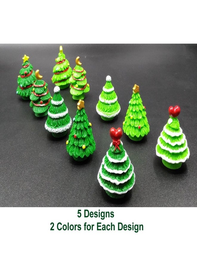 EMiEN 10 Pieces Christmas Trees,Miniature Ornament,5 Different Design, 2 Colors for Each Design,Christmas Tree. - Image 2